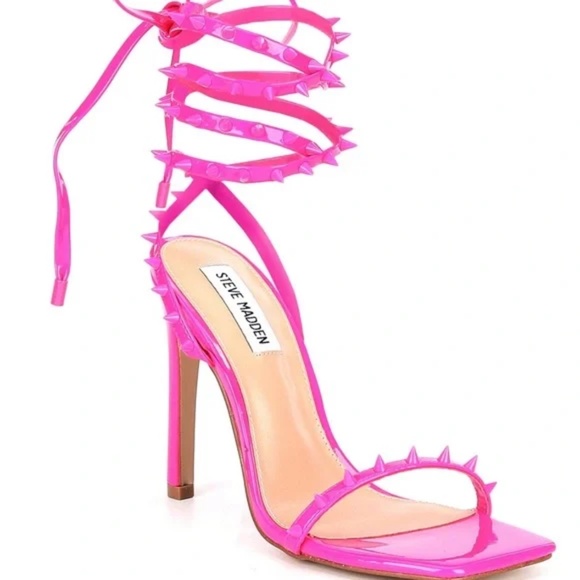 NEW Steve Madden Uplift-S Ankle Wrap Spiked Detail Dress Sandals Heels S… - Picture 1 of 5